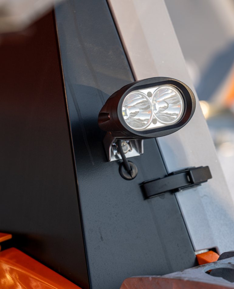 Work light mounted on the DEMACLENKO Ventus 4.0 BLIZZARD fan gun